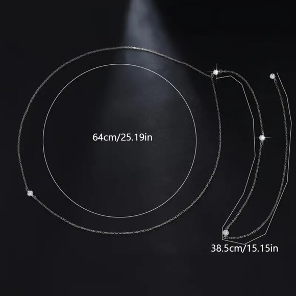 SILVER & CZ BACK CHAIN - Picture 2 of 3